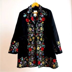 VINTAGE Paparazzi by Biz embroidered cotton canvas long jacket unique